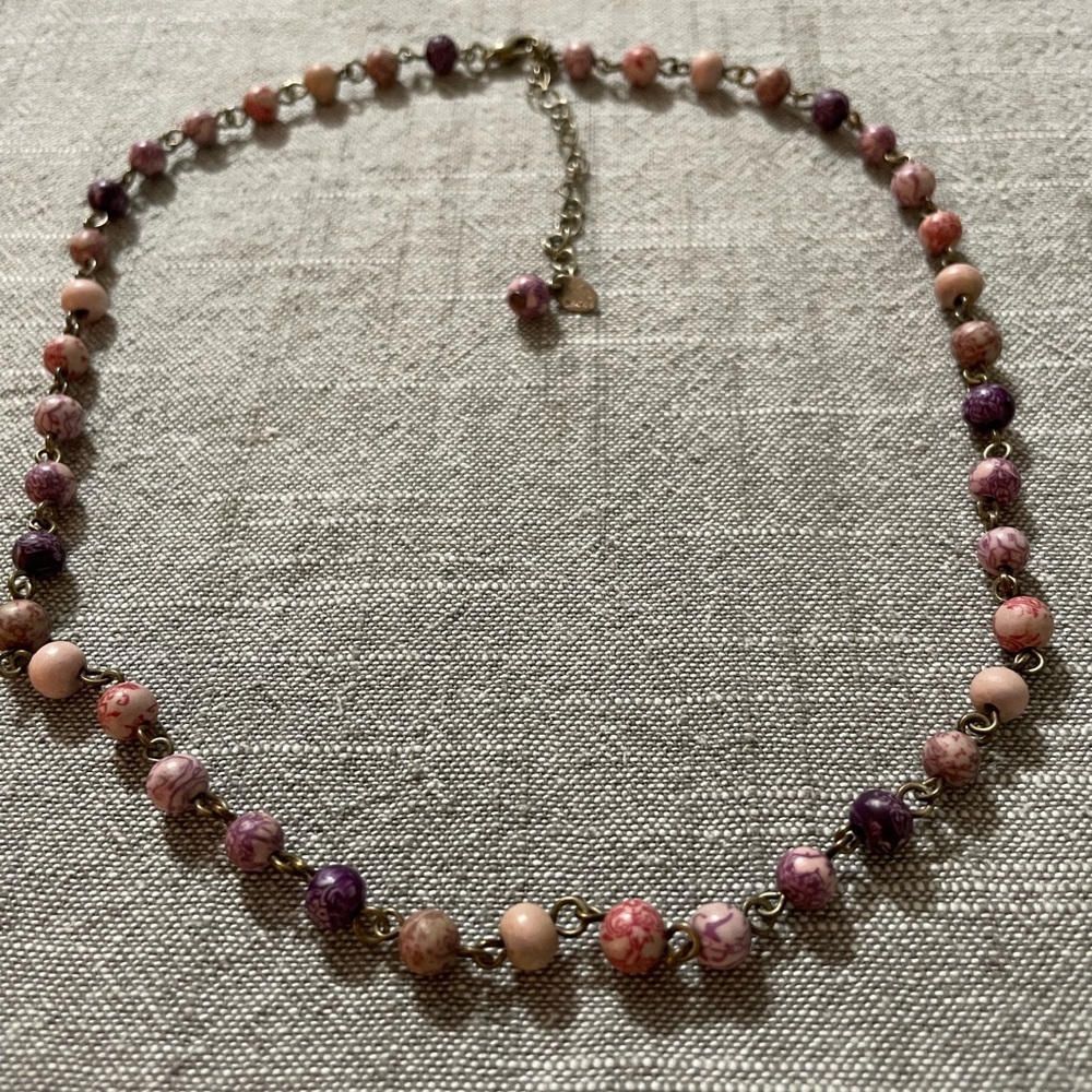 Vintage Viva beads Pink and Purple plum orchard Necklace